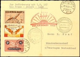 Schweiz, 1931, Polarfahrt Bis Malygin, Karte Mit Flugpostmarken Aus ROMANSHORN 22.VII Via Friedrichshafen Nach... - Autres & Non Classés