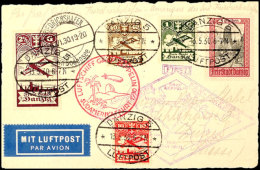 Danzig: 1930, Rundfahrt Mit Ankunftsstempel Friedrichshafen, Karte Mit U. A. Flugpost 2 1/2 G. Und Freimarke 5 G.... - Autres & Non Classés