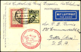 Danzig: 1930, Südamerikafahrt Bis Lakehurst, Postkarte Mit U. A. 5 G. Freimarke Aus DANZIG 5 LUFTPOST 14.5.30... - Autres & Non Classés