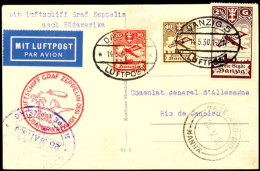 Danzig: 1930, Südamerikafahrt Bis Rio De Janeiro, Karte Mit U. A. Flugpost 2 1/2 G. (leichte Randklebung) Aus... - Other & Unclassified