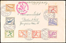 1936, Olympiafahrt, Auflieferung Rhein/Main-Flughafen, Brief Mit Kpl. Olympiade-Satz, Minimale Patinaspuren (alter... - Autres & Non Classés