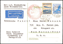 1936, 1.Nordamerikafahrt LZ 129, Auflieferung Frankfurt D, Postkarte Mit 50 Pfg Zeppelin-Sondermarke U. 15 Pfg... - Autres & Non Classés