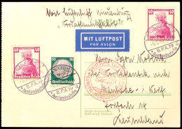 1936, 1. Nordamerikafahrt, Auflieferung Frankfurt/M., Mit 50 Pfg Hindenburg Und Zwei Stück 40 Pfg Nothilfe... - Otros & Sin Clasificación