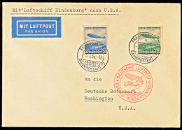 1936, 1. Nordamerikafahrt LZ 129, Auflieferung Frankfurt/M., Brief Mit Beiden Zeppelin-Marken Nach USA, Katalog:... - Otros & Sin Clasificación