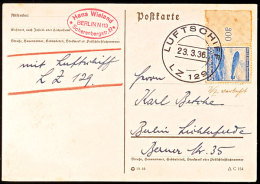 1936, 1. Postfahrt LZ 129, Bordpost, Mit Bogenrandstück 50 Pfg Zeppelin-Marke Frankierte Postkarte Nach... - Autres & Non Classés