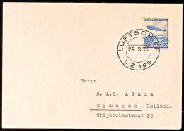 1936, 1. Postfahrt LZ 129, Bordpost, Mit 50 Pfg Zeppelin-Marke Frankierte Postkarte Nach HOLLAND (alter Ausruf 30),... - Autres & Non Classés