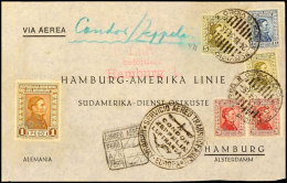 1934, 4. Südamerikafahrt, Uruguayische Post, R-Brief Mit Entsprechenden Condorf-Flugstempel Via... - Autres & Non Classés