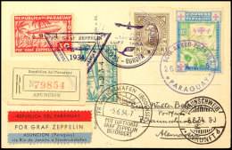 1934, 2. Südamerikafahrt, Paraguayische Post, R-Karte Mit U. A. Zeppelinmarken Zu 9 P. Und 13,50 P, Pracht,... - Autres & Non Classés