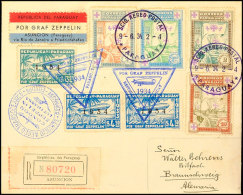 1934, 2. Südamerikafahrt, Paraguayische Post, R-Brief Mit U. A. Zeppelinmarken Zu 4,50 P. (2) Und 13,50 P,... - Otros & Sin Clasificación