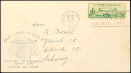 1933, Chicagofahrt, USA-Post, Chicago - Friedrichshafen, Brief Mit 50 C. Sondermarke Und Allen Stempeln, Pracht,... - Autres & Non Classés