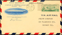 1933, Chicagofahrt, USA-Post, Miami - Chicago, Vordruckbrief Mit 50 C. Sondermarke Und Allen Stempeln,... - Autres & Non Classés