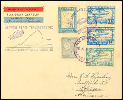 1933, 7. Südamerikafahrt, Paraguayische Post, R-Brief Mit U. A. Zeppelinmarken Zu  4,50 P. (2) Und 13,50 P.,... - Otros & Sin Clasificación