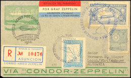1933, 4. Südamerikafahrt, Paraguayische Post, R-Brief Mit U. A. Zeppelinmarken Zu  45 P., Kleine Randspuren,... - Otros & Sin Clasificación