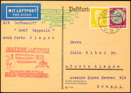 1933, 2. Südamerikafahrt, Anschlussflug Ab Gerlin, Karte Nach Porto Alegre, Pracht, Katalog: Si.214B... - Otros & Sin Clasificación