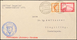 1933, 1. Südamerikafahrt, Auflieferung Friedrichshafen Bis Barcelona, Brief Mit U. A. 1 M. Zeppelin, Leichte... - Autres & Non Classés