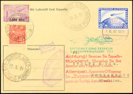 1931, 3. Südamerikafahrt, Hin- Und Rückflug Mit Rotem Werbestempel, Karte Mit Bordpost-Stempel Vom 18.10.... - Altri & Non Classificati