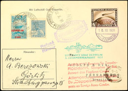1931, 3. Südamerikafahrt, Hin- Und Rückflug Mit Rotem Werbestempel, Brief Mit Bordpost-Stempel Vom 18.10.... - Altri & Non Classificati