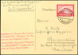 1931, 3. Südamerikafahrt, Auflieferung Friedrichshafen Mit Werbestempel Nach Pernambuco, Karte Mit 1 M.... - Other & Unclassified