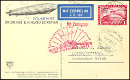 1931, Polarfahrt, Auflieferung Berlin Bis Friedrichshafen, Vordruckkarte Mit Sondermarke 1 M., Alle Stempel... - Otros & Sin Clasificación