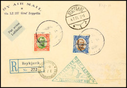 Islandfahrt, Eingeschriebene Karte Ab Reykjavik Mit 30 A. Und 1 Kr. Zeppelinmarke, Letztere Mit Punkt Am Fuß... - Autres & Non Classés