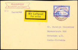 1931, Fahrt Nach Hannover, Bordpost Nach Hannover, Brief Mit 2 M. Zeppelin Und Rot-violettem Bordpost-Stempel Vom... - Autres & Non Classés