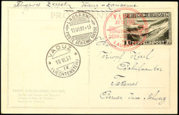1931, Fahrt Vaduz-Lausanne, Karte Mit 1 Fr. Sondermarke Und Aufgabestempel Nr. 5, Adressiert In Die Schweiz, Alle... - Autres & Non Classés
