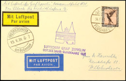 1931, Ostseejahr-Rundfahrt, Lübeck-Friedrichshafen, Karte Mit 1 M. Adler, Adressiert Nach Wilhelmshaven, Alle... - Autres & Non Classés