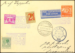 1930, Fahrt In Die Niederlande, Postaufnahme Venlo, Karte Mit Vier Verschiedenen Werten, Jeweils Mit Entwertung... - Autres & Non Classés