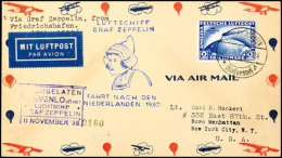 1930, Fahrt In Die Niederlande, Abwurf Venlo Mit Violettem Stempel, Vordruckbrief Ab Friedrichshafen Mit 2 M. SAF,... - Sonstige & Ohne Zuordnung