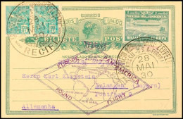 1930, Südamerikafahrt, Brasil. Post, Sondermarke 5000 R. Mit Sonderstempel RECIFE 28.MAI. Auf Ganzsachenkarte... - Other & Unclassified