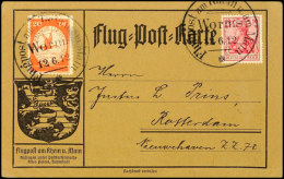 20 Pfg. Rhein/Main Auf Sonderkarte Mit 10 Pfg. Germania Und Flugstempel "Worms 12.6.12" Sowie Text Nach Rotterdam,... - Autres & Non Classés