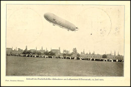 20 Pfg. Rhein/Main Auf Sonderkarte "Ankunft Des Postluftschiffes"" Mit 5 Pfg. Germania Und Flugstempel "Darmstadt... - Otros & Sin Clasificación