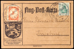 DARMSTADT 12.6.12, Flugpostmarke 10 Pfg Nebst 5 Pfg Germania Auf Graubrauner Flugpostkarte, Gerippter Karton, Nach... - Other & Unclassified