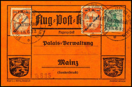 1912, Gelber Hund (2) Auf Rhein-Main-Flugpostkarte Mit SST DARMSTADT 18.6.12, Tadellos, Katalog: IV(2) BF1912,... - Otros & Sin Clasificación