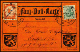 1912, Gelber Hund Auf Rhein-Main-Flugpostkarte Mit SST FRANKFURT 10.6.12, Tadellos, Katalog: IV BF1912, Yellow... - Otros & Sin Clasificación