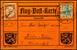 1912, Gelber Hund Auf Rhein-Main-Flugpostkarte Mit SST DARMSTADT 18.6.12, Tadellos, Katalog: IV BF1912, Yellow... - Otros & Sin Clasificación