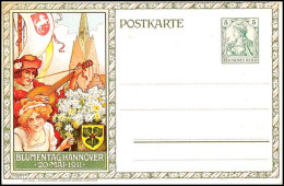 1911, 5 Pfg Privat-GS-Postkarte, Blumentag Hannover 1911, Abb. Manodolinenspieler U. Blumenfee, Ungebraucht,... - Autres & Non Classés