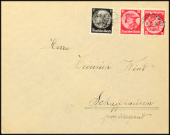 12+12 Pf. Fridericus 1933, Kehrdruckpaar Mit Hindenburg 1 Pf. Portorichtig Auf Auslandsbrief Von "FRANKFURT... - Other & Unclassified