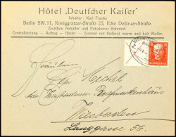 X+15 Pf. Hindenburgspende 1927, Portorichtige Einzelfrankatur Auf Brief (gefaltet) Von BERLIN-FRANKFURT BAHNPOST... - Sonstige & Ohne Zuordnung