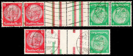 5 Pfg. Z + Z + 12 Pfg. Hindenburg 1933 - Zusammendruck Gestempelt, 2x Mit Verschiedenen Strichleisten-Varianten,... - Sonstige & Ohne Zuordnung