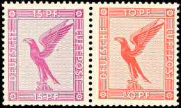 15 Pf/10 Pf Flugpost, Waag. Zusammendruck Tadellos Postfrisch, Mi. 200.-, Katalog: W22 **15 Pf / 10 Pf Airmail,... - Other & Unclassified