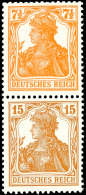 7 1/2 Pfg Germania Orange Und 15 Pfg Germania Gelbbraun Im Senkr. Zusammendruck, Tadellos Postfrisch, Unsigniert,... - Otros & Sin Clasificación