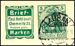 "Kohl-Briefmarken" + 5 Pf. Germania, Waager. Zusammendruck Auf Briefstück, Gest. "LAUBAN 8.3.12", Mi. 450.-,... - Otros & Sin Clasificación