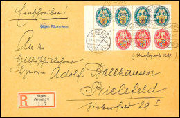 Nothilfe 1928, X+8+15 Pfg Heftchenblatt Mit Rand Fast Portorichtig (2 Pfg überfrankiert) Auf R-Brief Mit... - Autres & Non Classés