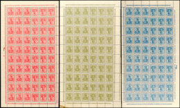 Germania 1921, 40, 30 Und 60 Pfg, Je 1/3 Markenheftchenbogen (je 60 Marken, Mittig Waager. Gefaltet), Postfrisch... - Otros & Sin Clasificación