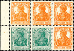 Germania 1919, 7½ Pf. + 5 Pf., Heftchenblatt Mit Rand Postfrisch, Mi. 200.-, Katalog: HBl.22abA0... - Sonstige & Ohne Zuordnung