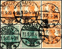 Germania 1919, 7½ Pf. + 5 Pf., Gestempelt, "BERLIN 11.9.20", Mi. 220.-, Katalog: HBl.22ab OGermania... - Sonstige & Ohne Zuordnung