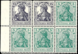 Germania 1917/18, 5 Pf. + 15 Pf. Dunkelviolett, Heftchenblatt Mit Rand, Ungebraucht, Mi. 950.-, Katalog: HBl.17abA0... - Autres & Non Classés