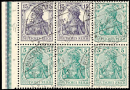 Germania 1917/18, 5+15 Pfg Heftchenblatt, Rand Nicht Durchgezähnt Mit Strichleisten Grün Und Violett... - Sonstige & Ohne Zuordnung