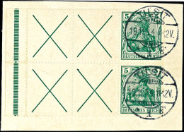 Germania 1912, X+5 Pf. Heftchenblatt Mit Durchgezähntem Rand Mit Durchgehender Strichleiste Auf... - Otros & Sin Clasificación